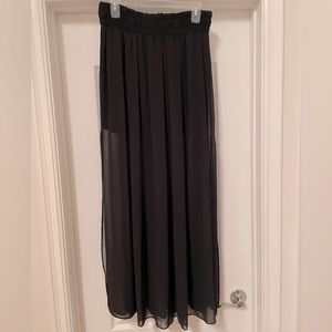 MNG by Mango flowy sheer maxi skirt over black mini skirt size Medium in black